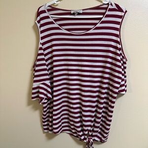 Adara Burgundy and White Striped Blouse